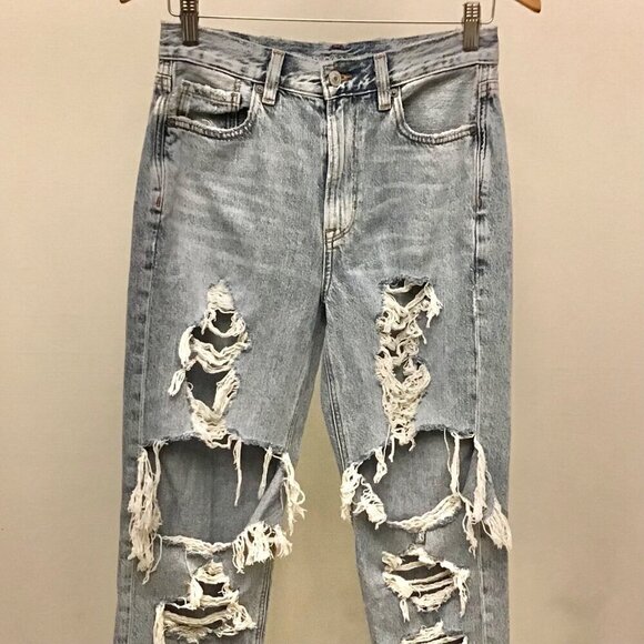 American Eagle 4 Mom Jeans Distressed Blown Out 2020 Women’s High Rise - Picture 4 of 11